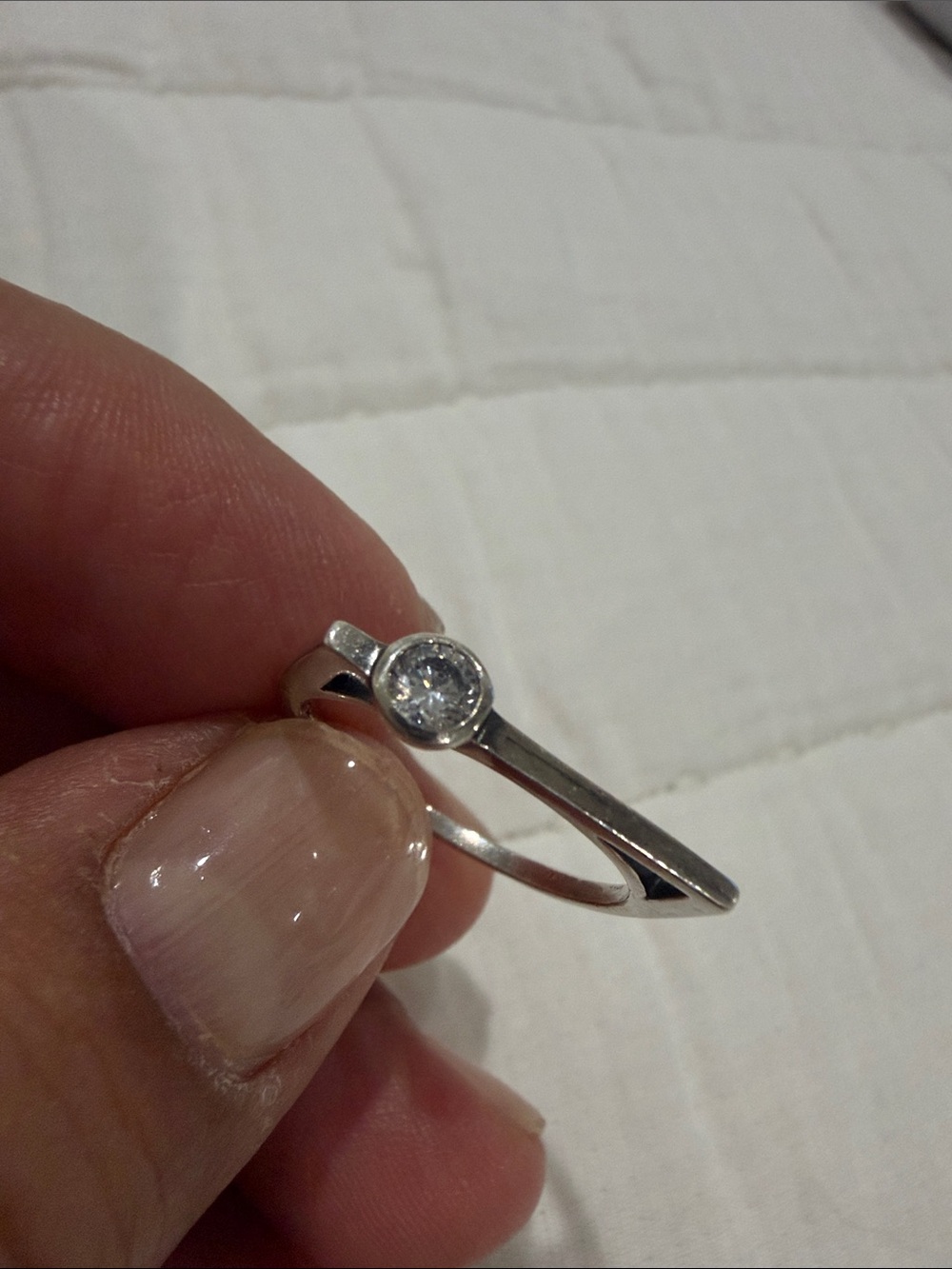Silpada Sterling Silver Clear Stone Modern Band Ring - White